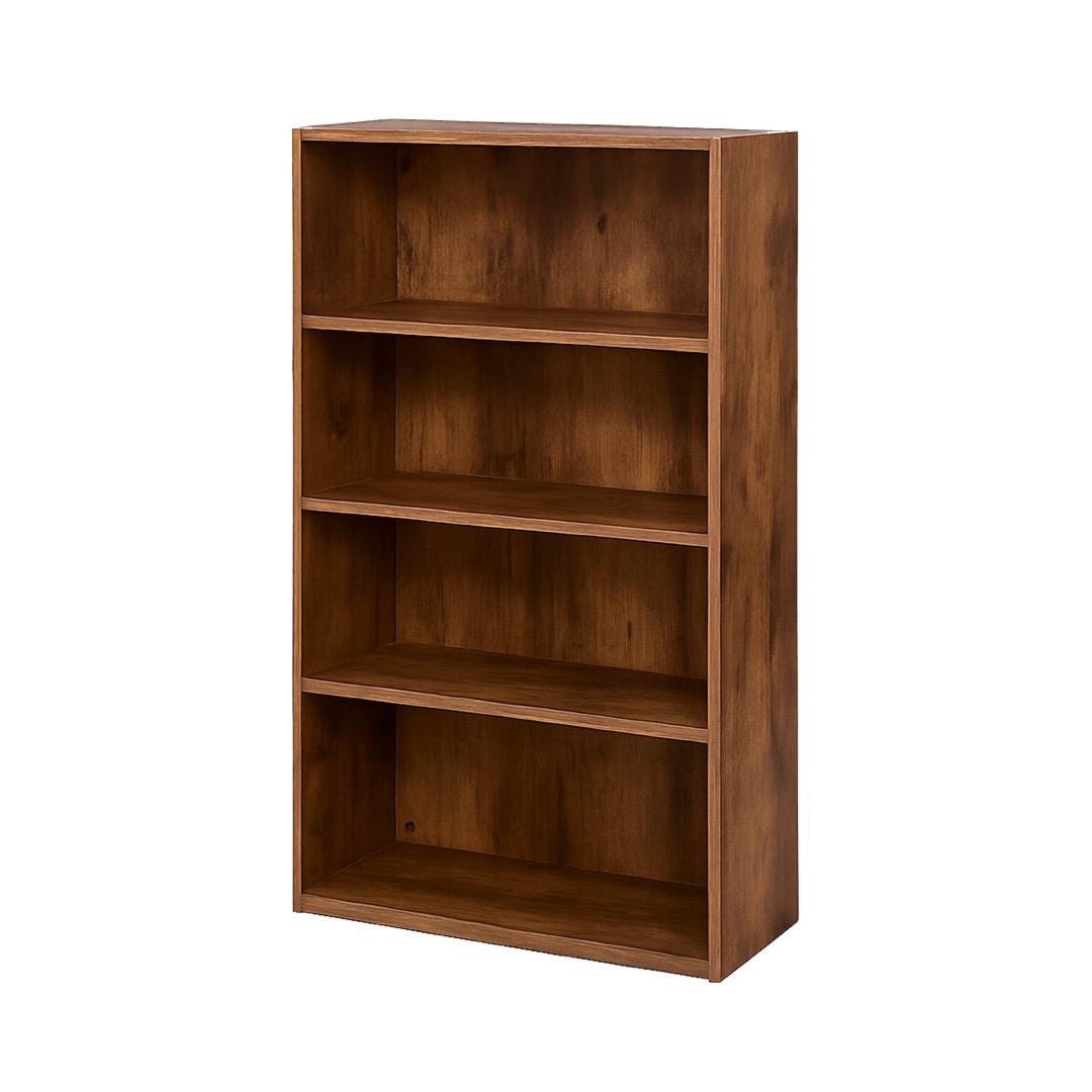4-Compartment Open Bookshelf - Rustic Brown