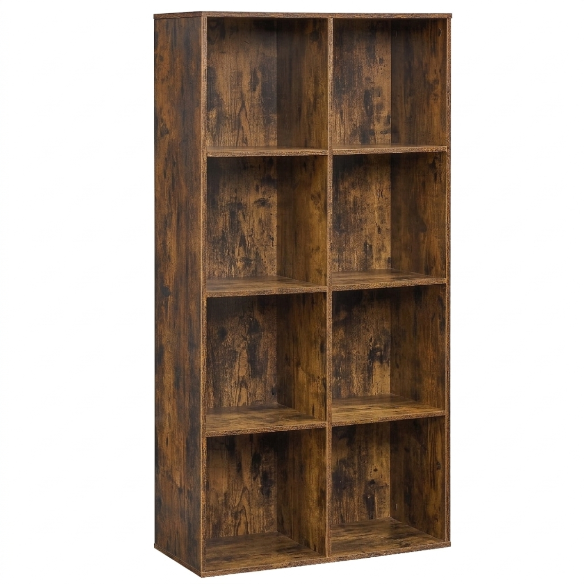 8-Compartment Open Bookcase - Brown Wood Look