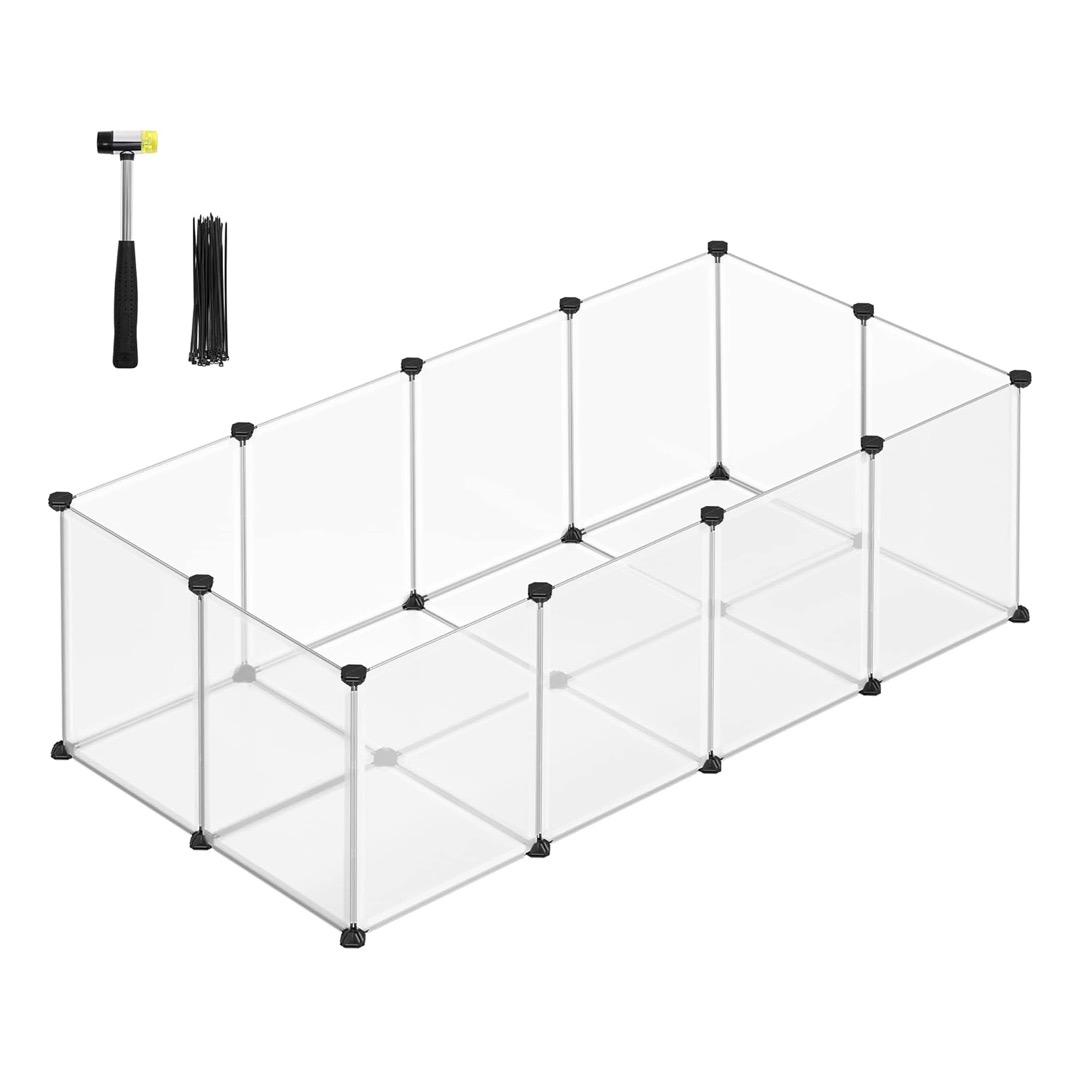 Modular Pet Playpen with Floor Panels - White