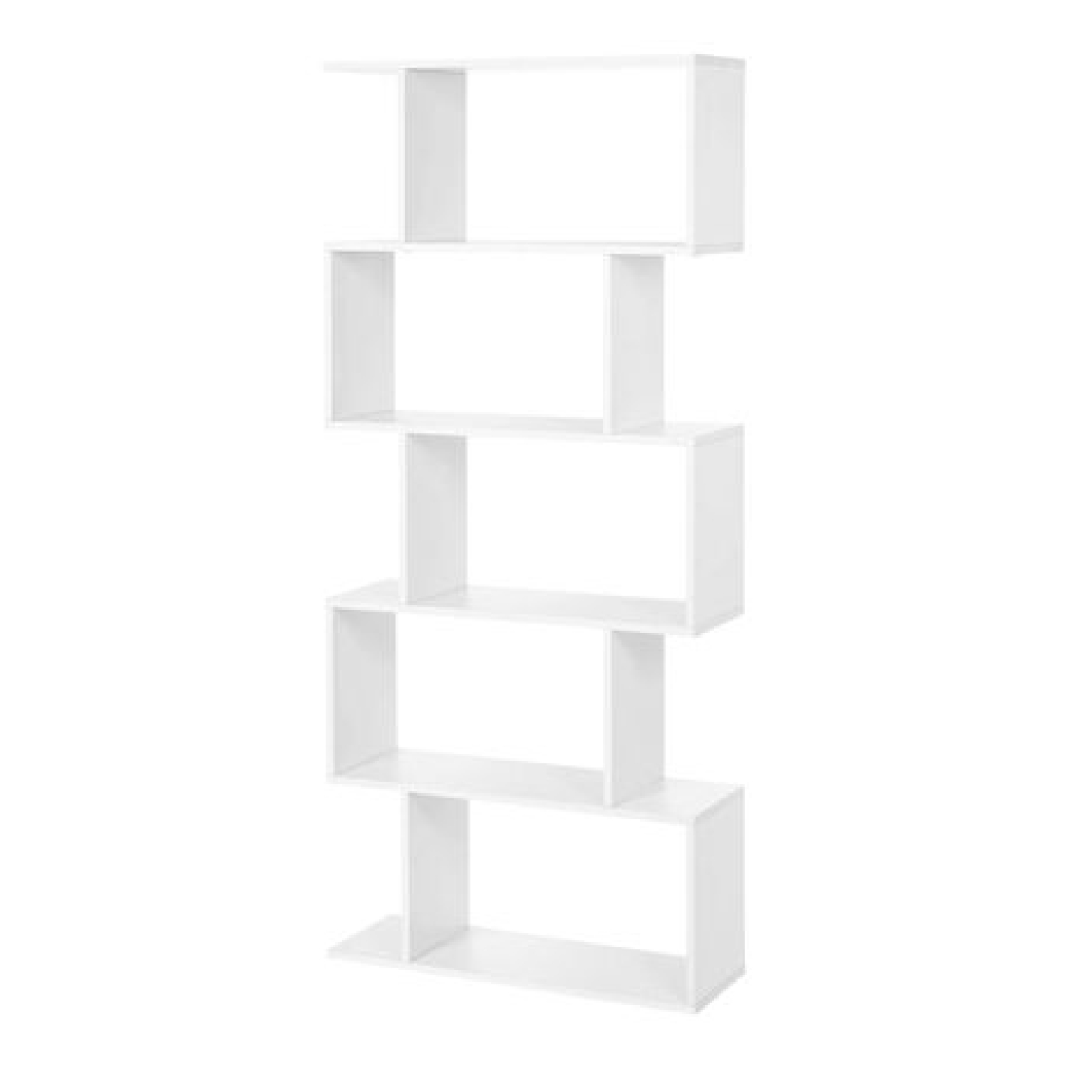 5-Tier S-Shaped Open Bookcase - White — Model WH-5TSHELF